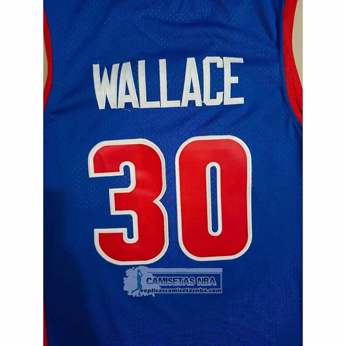 Camiseta Detroit Pistons Rasheed Wallace NO 30 Mitchell & Ness 2003-04 Azul